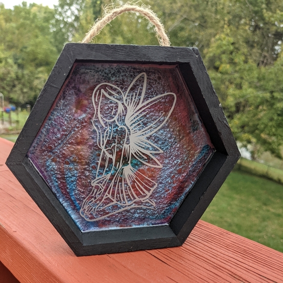 Hand Crafted Other - Fairy Wall Art Shadow Box Pixie Cute Gift Resin Hanging Wood Canvas Witchy Boho